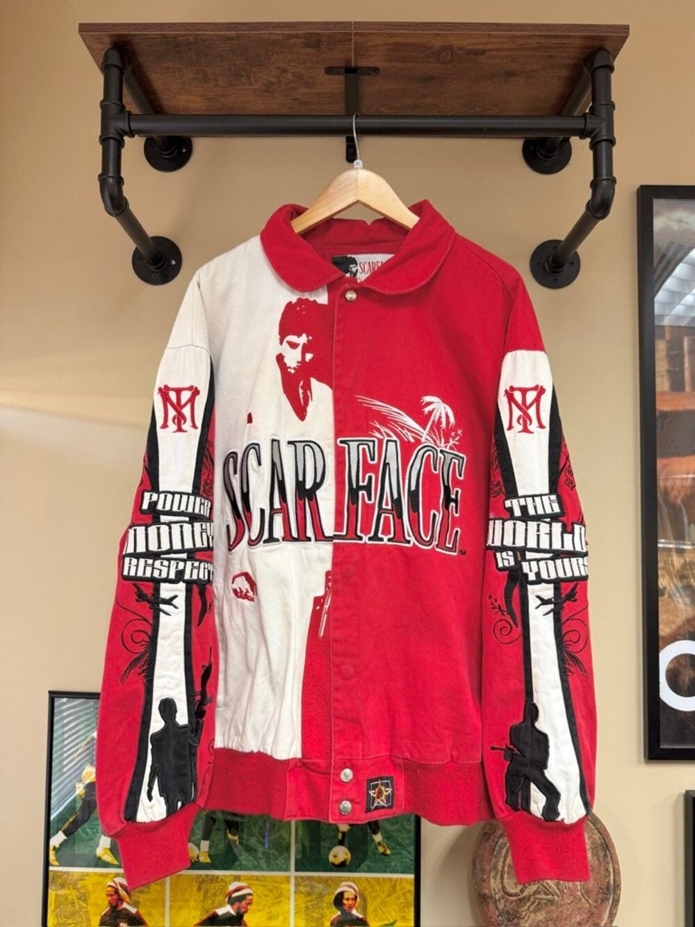 Y2K Jeff Hamilton Vintage Red White Scarface Varsity Bomber Jacket Supreme